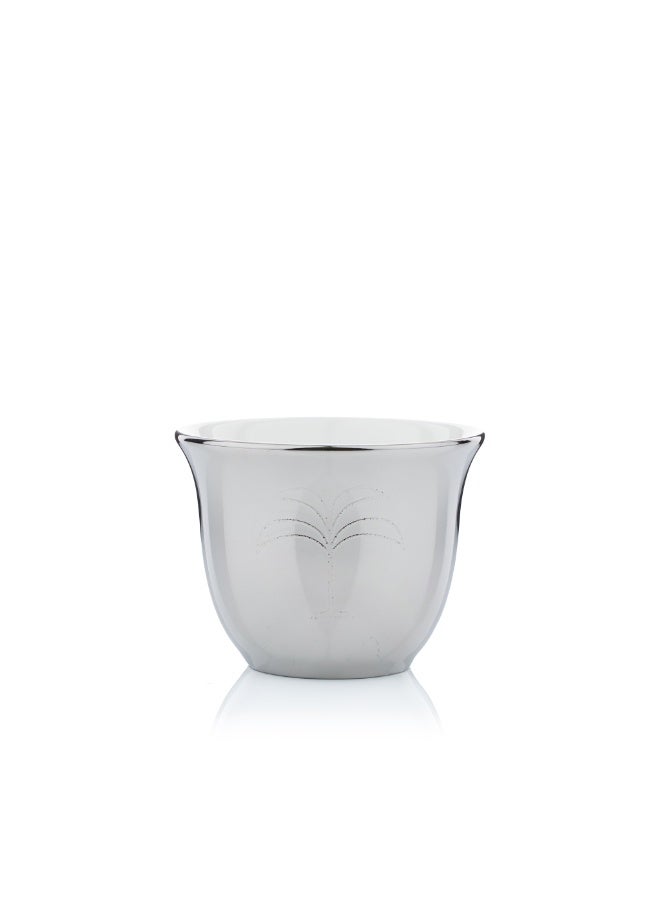 بلندز طقم فناجيل قهوة فضي بنقش النخلة - Image 2